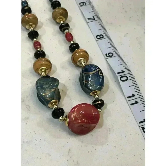 Vintage Unique Chunky‎ Beaded Necklace Multicolored Marbled Beads Grandmacore - Picture 15 of 15